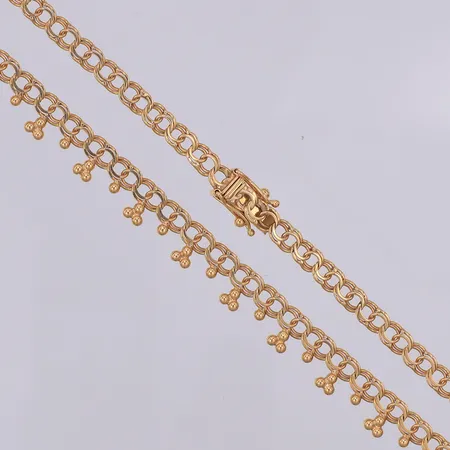 Collier Bismarck med kulor längd 52,5cm bredd ca 4-7mm, Götes Guldvaror Göte Engström 1977, 18K Vikt: 16,8 g