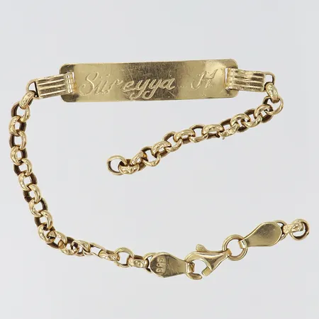 Armband, defekt, gravyr, 14K.  Vikt: 4 g