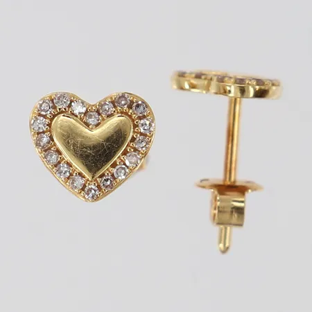 Ett par örhängen med hjärtan samt 8/8-slipade diamanter 36 x ca 0,0075ct, Ø8mm, 18K. Vikt: 1,3 g