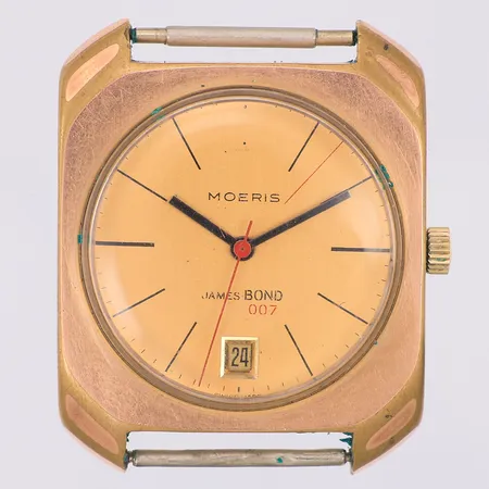 Herrur Moeris James Bond 007 stål guld-doublé automatisk Ø30mm, 0075282, datum, saknar 12an, inga tillbehör
