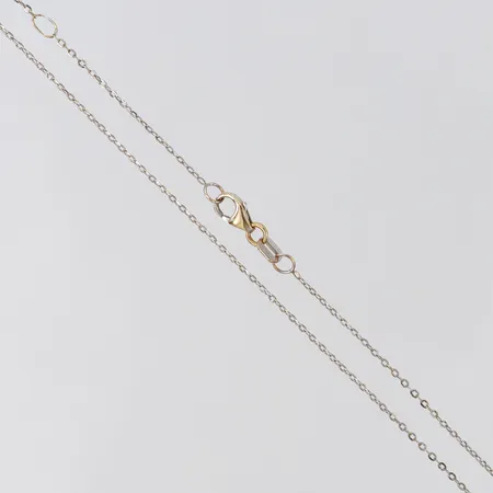 Kedja Ankar, längd 45-48cm, bredd 0,9mm, behov av omrodiering, vitguld 18K.  Vikt: 1,4 g