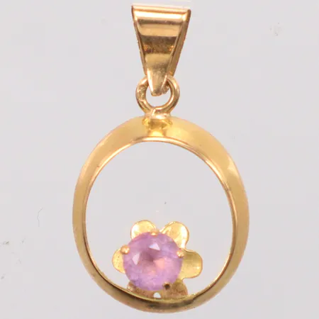 Hänge längd 2,5cm, rosa sten, 18k Vikt: 1,1 g