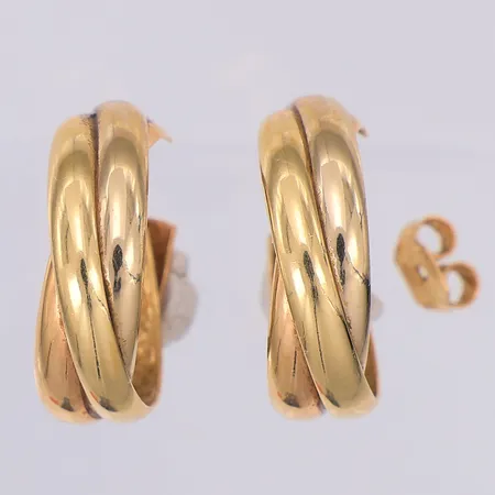 Örhängen trefärgade ca Ø18,5mm, stopp saknas, 18K Vikt: 4,2 g