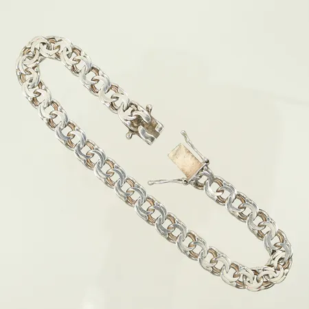 Armband Bismarck längd 18,5cm, 7mm, låstungan trasig/saknar del, Silver 830/1000, 9,9g Vikt: 9,9 g