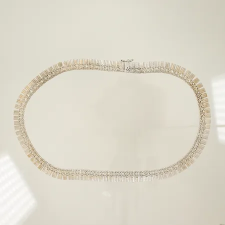 Halscollier längd 44,5cm, bredd 10mm, Silver 835/1000, 33,3g Vikt: 33,3 g