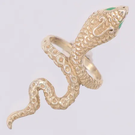 Ring orm gröna ögon stl:16½, ca 44,5mm, silver 925/1000 Vikt: 6,1 g