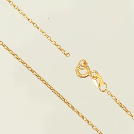 Halskedja längd 57cm bredd 1,5mm, trasig av, 21K 1,7g Vikt: 1,7 g