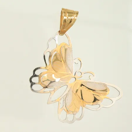 Hänge fjäril trefärgad 30x22mm exkl ögla, 18K 1,9g 