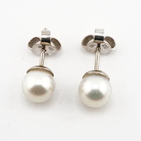 Örhängen m pärlor, vitguld, Ø7mm, 18k Vikt: 2,2 g