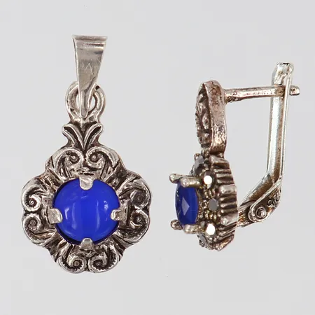 Silversmycken, stenar, Silver 925/1000.  Vikt: 3 g