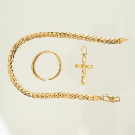 Ring armband hänge, samtligt defekt/trasigt, 18K, 7,4g Vikt: 7,4 g