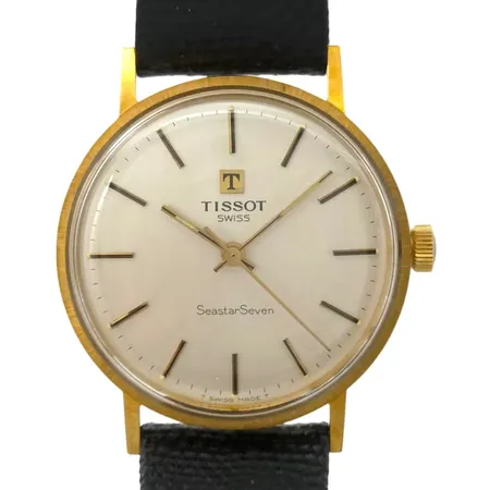 Herrur Tissot Seastar Seven, 18K guld, Ø33 mm, manuell - fungerar, original skinnband och spänne, 
