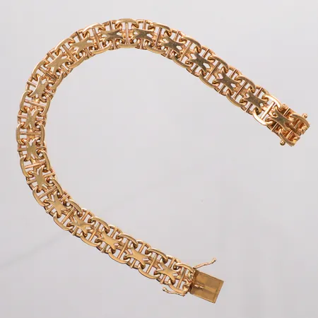 Armband x-länk med stav, längd 20,5cm, bredd 9mm, 18K. Vikt: 27 g