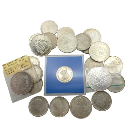 Parti silvermynt, 40-92,5 %, finvikt cirka 226g