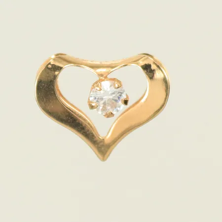 Hänge hjärta med vit sten, 11 x 9mm, 18K, 0,3g Vikt: 0,3 g