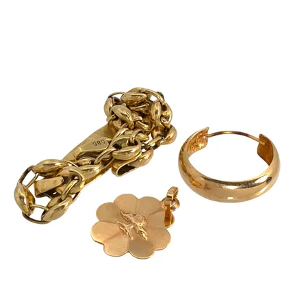 Diverse smycken, 14K guld - 3,3g, 18K guld - 0,9g, defekter