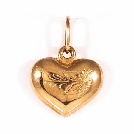 Hänge hjärta med mönstergravyr bredd 10mm, 18K 0,3g.