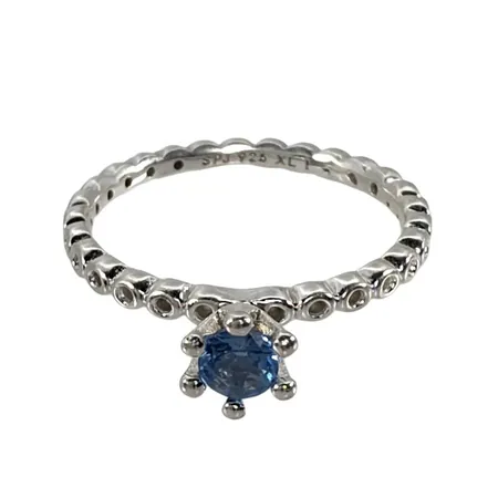 Ring "SPINNING" silver 925/1000 blå sten, tillverkare SPJ (Søren Peter Jensen för märket Spinning), Ø18¾ mm, bredd 2-6 mm, sten utan anmärkning, fint skick  Vikt: 2,2 g