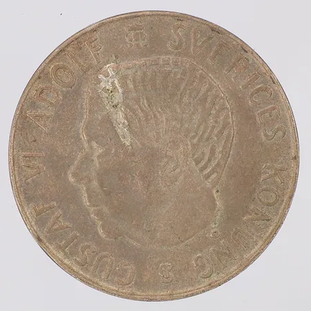 Mynt Gustaf VI Adolf 1955 nominellt värde 5kr, silver 400/1000 Vikt: 18,1 g