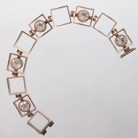 Armband silver 925/1000, vita stenar, längd 19,5cm bredd 15mm Vikt: 44,5 g