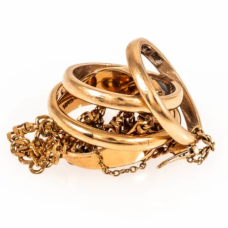 Diverse defekt/graverat guld 18K 14,4g.