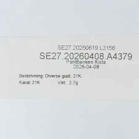 Diverse guld, 21K.  Vikt: 2,7 g