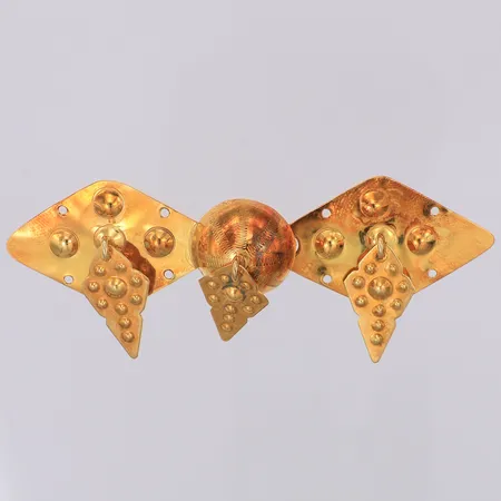 Spänne till sjal längd 9,5cm bredd 36mm, guld-doublé, A.Lautz handarbete, silver 925/1000 Vikt: 12,4 g