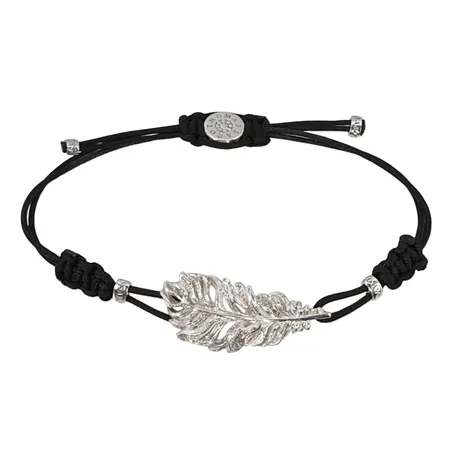 Armband Thomas Sabo, dekor av Fjäder 12x29 mm, silver 925/1000, nylonband, justerbar storlek, max 22,0 cm, fint skick Vikt: 0 g