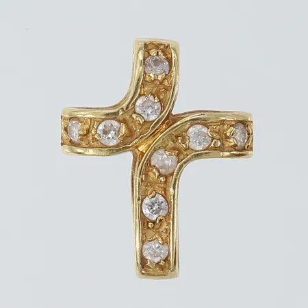 Hänge Kors med stenar, 16x13mm, 18K.  Vikt: 1,6 g