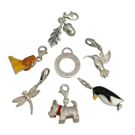 Berlocker Thomas Sabo, sju st, silver 925/1000, varierande storlek, samtliga stämplade TS, bruttovikt 22,1g Vikt: 22,1 g