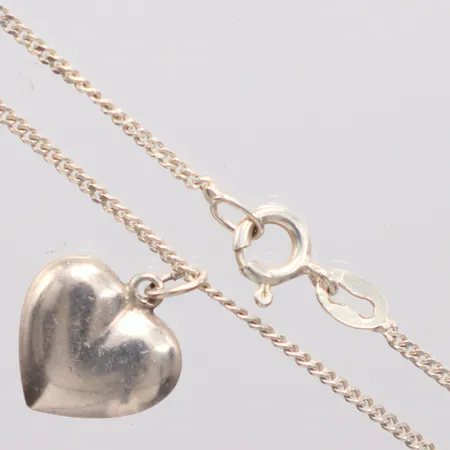Kedja Pansar längd 43cm silver 925/1000, hänge hjärta 1,3cm  Vikt: 3,7 g
