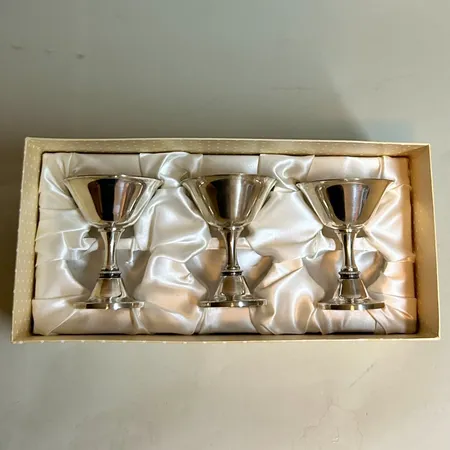 3 bägare höjd 9,5cm Ø74mm, etui, Markströms Guldsmeds AB 1973, silver 830/1000 Vikt: 166,9 g