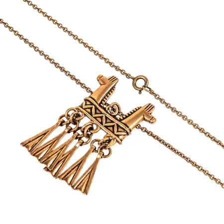 Collier Kalevala Tvåhövdad häst 60cm, bredd hänge 28,5mm, Brons 9,6g. 