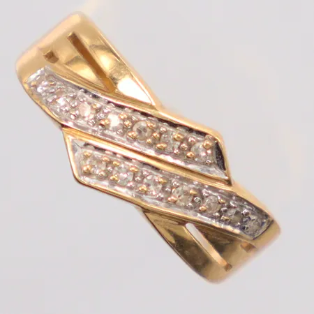 Ring diamanter 14x0,005ct stl:17¾, Guldfynd, 18k Vikt: 4,9 g