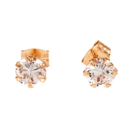 Örhängen med vita stenar Ø 5mm 18K 0,9g. 