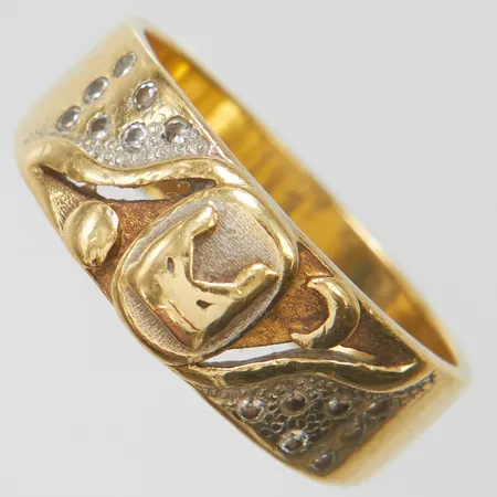 Ring med diamanter 14xca0,01ct stl18, bredd 5,5-7,5mm, bruksslitage, 18K Vikt: 6,8 g