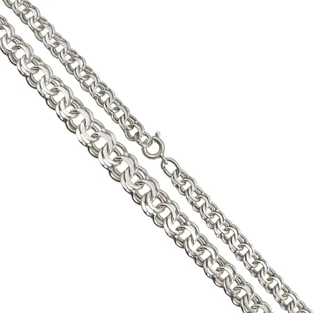 Halskedja Bismarck, silver, doserad modell, längd 43,5 cm, bredd 5 - 7,5 mm, fint skick Vikt: 18,6 g