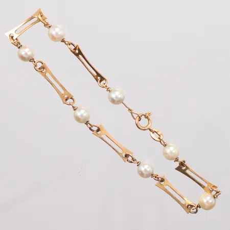 Armband med imitations pärlor, längd 20cm, bredd 3mm, 18K. Vikt: 4,7 g