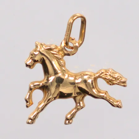 Hänge häst, längd 1,5cm, bredd 1,5cm, 18K. Vikt: 0,6 g