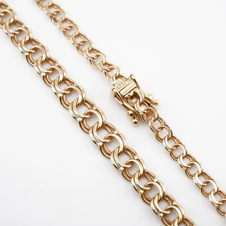 Collier dosserad bismarck, 42cm, bredd 4mm-6mm, 18k Vikt: 11,1 g