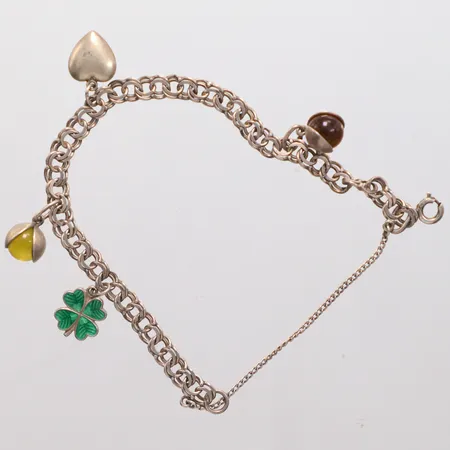 Armband, Bismarck, 3 hängen, längd 18cm, bredd 5,30mm, silver 813/1000 Vikt: 11,2 g