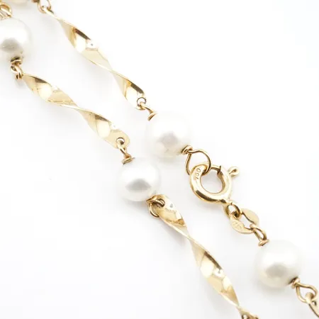 Collier m pärlor, 49cm, bredd 2,5mm, Ø6mm, 18k, bruttovikt 11,2gr Vikt: 11,2 g