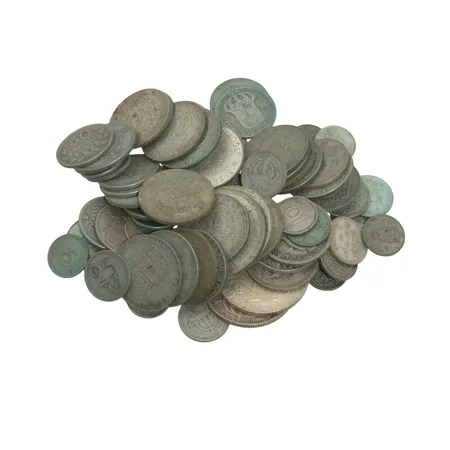 Parti svenska silvermynt 40-80%, finvikt cirka 160g Vikt: 160 g