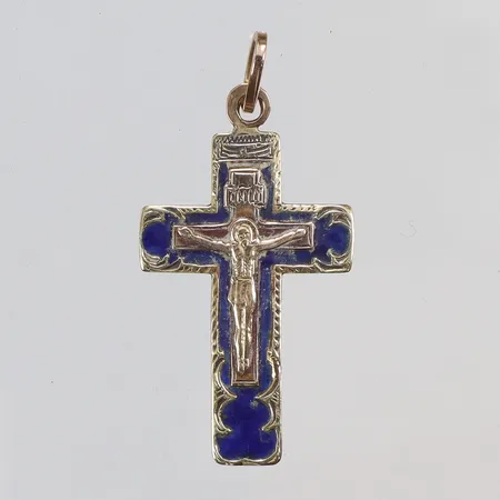 Hänge krucifix, 42x20mm, ryska stämplar, 14K Vikt: 3,4 g