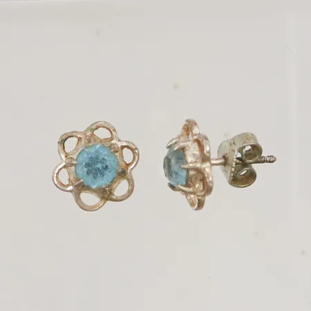 Örhängen 9mm blå stenar 925/1000 Silver 1,7g.