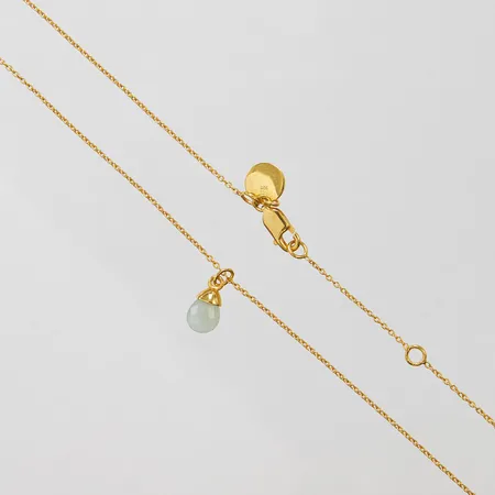 Kedja med hänge sten längd ca 38,5+41,5cm, bredd 1-14mm, förgyllt, silver 925/1000 Vikt: 2 g