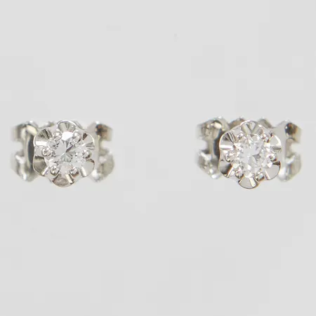 Enstensörhängen med diamanter 2 x ca.0,06ct, Ø4mm, vitguld, 18K Vikt: 1 g
