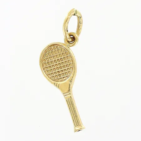 Hänge tennisracket längd 18mm bredd 6mm ihålig 14K.  Vikt: 0,4 g