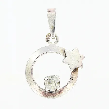 Hänge vit sten 22x15mm silver 925/1000. Vikt: 0,6 g