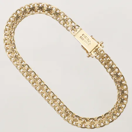 Armband X-länk längd 19,5cm, bredd 6,2mm, Guldvaruaktiebolaget G. Dahlgren & Co Ab  år 1957, Malmö, 18K Vikt: 12,1 g